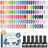 VANREESA UV Nagellack Set, 45 Farben Gel Nagellack Set Rosa Grün Blau Violett UV Gelnagellack Set mit Unterlack und Überlack Soak off Gel Nail Polish Nageldesign Geschenk für Frauen
