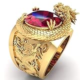 BMDHA Selbstverteidigung Ringe 3D-Drache Skulptur Ringe Universelle Größe(Verstellbare Öffnung) Herren und Damen Unisex Ringe kreatives Geschenk Geburtstagsgeschenk Geschenk zum Valentinstag,Gold