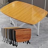 Klapptisch mit Blättern, 120 x 80 cm, für Küche und Esstisch, für den Innen- und Außenbereich, vielseitig, stilvoll, einfach zu verstauen, perfekt für kleine Räume, modernes Design, leicht, Gelb