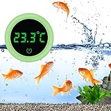 Aquarium Thermometer - Mini LED Digitales Wasser Thermometer Runden, Wasserdichte Thermometer Aquarium Thermometer Innen-Ausen, Aquarium Thermometer Digital für Kaltwasser Süßwasser Marine Aquarium
