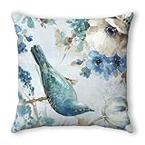 Kissenbezug 40x40 Blau Grün Sofakissen Leinen Dekokissen Kissenbezüge,Couchkissen Outdoor Zierkissen Hüllen Kissen Sofa Schlafzimmer, Verstecktem Reißverschluss