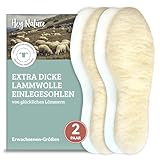 Hey Nature 2 Paar Lammwolle Einlegesohlen warm, natürliche Wärmesohlen. überstehen. Schuheinlagen Winter, besser als beheizbare Einlegesohlen. Wolle nicht Lammfellsohlen