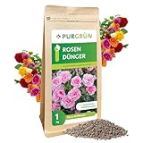 Purgrün® Rosendünger 1 kg – Organisch-mineralische Rezeptur – Feinkörniges Krümelgranulat – NPK 9+4+8 – Extra Magnesium für prächtige Blüten – Verbessert die Bodenqualität – Für gesunde Rosen