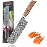 Wakoli EDIB Nakiri Messer 18 cm Klinge aus 67 Lagen Damaststahl mit VG10-Kern I Scharfes Gemüsemesser & Küchenmesser für feine Schnitte I Scharfe Messer mit Pakkaholzgriff in Geschenkbox