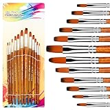 Acryl Pinsel Set 12 Stück für Acrylfarben, Nylon Künstlerpinsel Aquarellpinsel Borstenpinsel Set, Ölfarben Brush Set Malpinsel Synthetik Pinsel für Anfänger Künstler Erwachsene Kinder