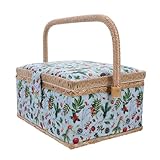 PRETYZOOM Nähkorb mit Großem Fassungsvermögen Tragbarer Handarbeitskorb aus Stoff mit Griff Weihnachtlicher Stickerei Aufbewahrungskorb für Nähzubehör Geschenkbox für Weihnachten