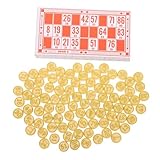 ifundom 1 Satz Bingo Spielset mit Holzspielbrett und Nummerierten Spielsteinen für Familienfeiern Partys und Gesellige Abende Kompaktes Design für Unvergessliche Spielmomente