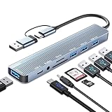 USB C Hub, 8 in 2 USB Hub 3.0 Multiport Adapter with USB 2.0&USB 3.0 Ports, SD/TF Kartenleser, 3.5mm Audio Anschlüsse, USB Type C Splitter für MacBook, Surface, Dell, Laptop, Desktop, PS4/5, usw