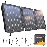 WASTDE Solarpanel Faltbar, 15W Tragbares Solar Ladegerät USB-C/USB/Ausgang für Handy Tablets, 24% Hoher Umwandlungswirkungsgrad IPX4 Wasserdicht für Camping Outdoor Aktivitäten