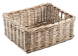 Kobolo Rattankorb Regalkorb Aufbewahrung - eckig - Rattan - Kubu grau - groß - 52x40x20 cm