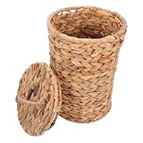 BESTYASH Handgefertigter Geflochtener Mülleimer aus Gourd Gras mit Deckel Dekorativer Abfallbehälter für Badezimmer Schlafzimmer und Eingangsbereich Platzsparend und Atmungsaktiv