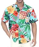 Gavliuu Hawaii Hemd Männer, Herren Hawaiihemd Casual Freizeit Blumen Kurzarmhemd