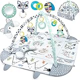 Ricokids Spielbogen Baby Spieldecke mit Spielbogen Krabbelmatte Krabbeldecke Spielmatte Spielteppich Erlebnismatte Laufgitterfunktion, Kissen, von den Ersten Lebenswochen 110x100 cm Kaninchen