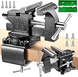 Schraubstock - Tischschraubstock drehbar 270°, 110 mm Spannweite,2-in-1-Mehrzweck-Hochleistungs-Schraubstock mit multifunktionalen weichen Backen