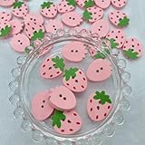 50 Stück Nähzubehör: Erdbeer-Holzknöpfe in Rosa und Rot zum Aufnähen auf Kleidung, handgefertigte Scrapbooking-Knöpfe – 50 Stück