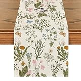 Artoid Mode Wildblumen Blätter Frühling Tischläufer, Saisonnal Küche Esstisch Dekoration Drinnen Urlaub Party Dekor 40x140 cm