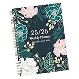 Notizbücher für die Arbeit, A5-Notizbuch, A5, dickes Tagebuch, florales Design, englischer Notizblock, Juli 2025–Juni 2026, für Skizzieren, Bullet Journaling, Notizen, College, Recht, Arbeit Forschung