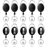 JEFURE Schlüsselanhänger Ausziehbar 10 Stück, 63cm Schlüsselband Ausziehbar, Einziehbarer Ausweishalter mit Taschenclip, für Schlüssel und Ausweishalter