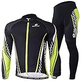 NUCKILY Herren-Radtrikot-Set, langärmelig, Sportbekleidung, Rennrad, Reitanzug, Mountainbike-Hemd und 3D-gepolsterte Hose