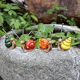 ACAREY 4 Stück Schnecken Gartendeko Für Draußen, Harz Schnecken Garten Deko Figuren, Kawaii Tiere Dekoration Gartenfiguren, Geschenke Für Frauen & Mama, Garten Deko Draußen Für Terrasse