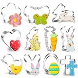 12 Stück Ausstechformen Ostern, Plätzchen Ausstecher Ostern, Keksausstecher Ostern Edelstahl, Osterhasen Ausstecher-Spülmaschinenfest-Ideales Ausstecher Ostergeschenk für Osterplätzchen