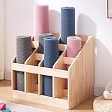 AEGCAOJH Yogamattenhalter, Yogamattenhalter, 12-Fach-Yogamattenhalter aus Holz, Bodenständer, Handtuch-/Teppich-/Fußpolster-Aufbewahrungsregal – 10,5 cm breiter quadratischer Schlitz, Organ