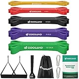 Odoland Fitnessbänder Set Pull Up Resistance Band in 5X Verschiedene Zugstärken – Expander Bänder Set inkl. Klimmzugband, Widerstandsbänder, Griffe, Türanker, Tragebeutel