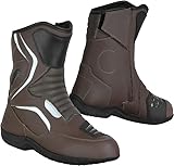 Vaster Moto Motocross-Stiefel mit Gummisohle, Herren-Leder, schützende Reiter, wasserdichte Motorradschuhe, CE-geprüft (Braun, EU Schuhgrößensystem, Erwachsene, Numerisch, M, 45)