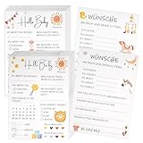 Babyparty Spiele Karten, Babyshower Spiele Karten zum Ausfüllen,Deko Baby Shower Party Spiel Jungen und Mädchen,20 Tippkarten für die Gender Reveal Feier und Babyparty,Beidseitig Bedruckt (Muster A+B)