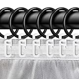 70pcs Kunststoff Ringe mit Faltenleghaken,Kunststoff Gardinenringe für Universalband/Kräuselband 30 mm Innendurchmesser in der Farbe: Schwarz