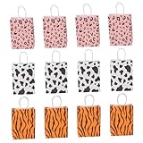 FRCOLOR 12 Stück Teiliges Kleine Kraftpapier geschenktüten mit Henkel Stilvolle Papiertüten für Partygeschenke Geburtstagsfeiern Hochzeit und Weihnachtsgeschenke Leicht Tragbar und Robust