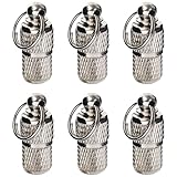 AMATHINGS Adressanhänger Hund (2 cm Länge – 6 Stück – Silber) – Halsband Anhänger für Haustiere mit Zettel zum Beschriften – Wasserdichte Anhänger Hundehalsband mit Schraubverschluss