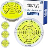 Runde Libellen Set, 5 Stück, mit Ø 32 mm Durchmesser, Wasserwaage mit Beschriftung, Libelle Wasser Waage, Kreis Nivellierung, Dosenlibelle für Wohnwagen, Kamera, Heimwerker, Spirit Level Bullseye Kit