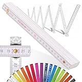 Metrie BLOCK52 Holz Zollstock/Zollstöcke 1x Stück|2m langer Gliedermaßstab, Meterstab mit Duplex-Teilung - Weiß, Hergestellt in der EU