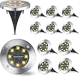 Joomer 12 Stück Solar Bodenleuchten Aussen, Solarleuchten für Garten Außen mit 8 LEDs, 3000K Warmweiß Wasserdicht Led Solar Gartenleuchten, Solarlampen für Außen Rasen Auffahrt Gehweg Patio