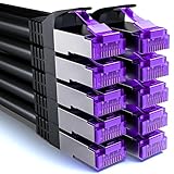 deleyCON 10x 0,5m CAT7 Netzwerkkabel - 10 Gigabit - Kurzes 50cm RJ45 Patchkabel Ethernet Kabel (Kupfer, SFTP PiMF Schirmung) - LAN DSL Switch Modem Router Patchpanel CAT7 CAT6 CAT5 - Schwarz