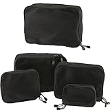 Brandit US Cooper Packing Cubes (black) für Reisen und Outdoor-Abenteuer, 4-teiliges Taschenset für Kleidung, Schuhe und Ausrüstung, platzsparender Gepäck-Organizer für Rucksack und Koffer