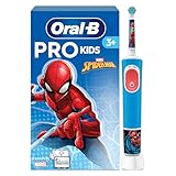 Oral-B Pro Kids Spiderman Elektrische Zahnbürste/Electric Toothbrush für Kinder ab 3 Jahren, inklusive Sensitiv+ Modus für Zahnpflege, extra weiche Borsten, 1 Aufsteckbürste, 4 Sticker, blau/rot