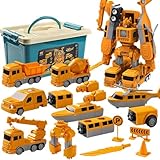 KIEYIQE Smartoon Magnetspielzeug für Kinder, 35-in-1-Roboterspielzeugset, 35-teiliges Magnetismus-Robocar-Set mit Aufbewahrungsbox, magnetisches Transform-Engineering-Auto-Montagespielzeug