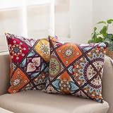 ATsense 2er Set Kissenbezug 40 x 40 cm, 2 Stück - 100% Baumwolle, Bunt Kopfkissenbezug mit Reißverschluss, Superweicher Premium und Hypoallergen, ÖkoTex Super Bequemer Kissenhülle（Böhmen，Paisley）