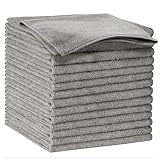 DAMIHAI Mikrofaser Reinigungstücher, 15 Stücke Mikrofasertücher, Spültücher, Putzlappen Küche, Nimmt Schnell Wasser und Öl auf, Putzlappenfür Küchengeschirr, Auto, Fenster und Wände(Grau 30x30cm)