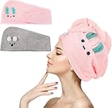 Dhisperares 2 Stück Mikrofaser Absorbierender Haartuch, Schnelltrocknend Haarturban
