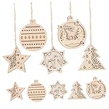 Operitacx 10st Weihnachtsdekoration Aus Holz Weihnachtsdekoration Drinnen Weihnachtsdekorationen Zum Basteln Weihnachtskugeln Als Ornamente Christbaumkugeln Weihnachten Baumkekse Hanfseil