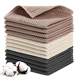YUTUY Geschirrtücher 100% Baumwolle,Küchentücher 12er Set 34x34cm,Handtuch Set Weiche Geschirrhandtücher Küchenhandtücher Saugfähig Dicke Premium Geschirrtuch Spüllappen Putzlappen
