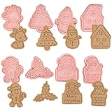 8 Stück Weihnachtsausstecher, 3D Ausstechformen, Weihnachten Plätzchenförmchen, Ausstecher Fondant Keksausstecher Für Motivtorten Tortendeko Kekse Backen Küche Zubehör, Weihnachten Keksausstecher