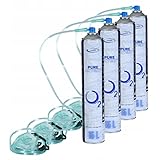 4x Sauerstoff Dose Mit Mundstück Und Schlauch Sauerstoffflasche Tragbarer 99,5% 15L Sauerstoffinhalator