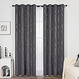 Deconovo Verdunkelungsvorhänge für Schlafzimmer Ösen Vorhang Thermogardinen Extra Warm Blickdicht, 175x140 cm(HöhexBreite), Dunkelgrau, 2er Set