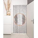 DEFACTO Flauschvorhang Türvorhang (100x210 cm) Chenille Fliegenschutz Insektenschutz Camping 100% Made In Italy - Vielseitig, Leicht Zu Reinigen, Effektiver Sicht- Und Hitzeblocker - (Grau/Weiß)