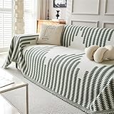 Chenier Sofa-Handtuch, moderner, minimalistischer Stil, rutschfest, vollständig bedeckt, geeignet als Wohnzimmerdekoration und Schutz, rutschfestes Design, leicht zu reinigen, Grün, 180 x 180 cm