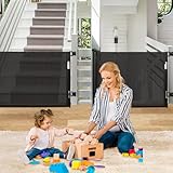 Einziehbares Sicherheitsgitter, einziehbar, für Babys, Kinder und Hunde, Tierbarriere, einziehbar, für Treppen, Hundegitter, Bedienung mit einer Hand, Schwarz